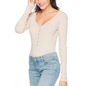 Frye Henley bodysuit Medium Pale Tan-Pink
